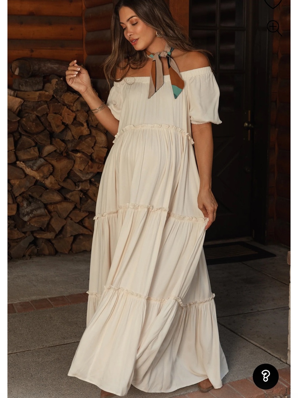 Cream Tiered Puff Sleeve Maxi Dress